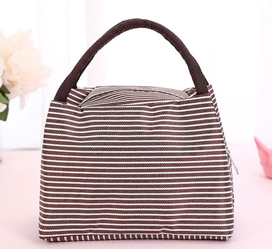 G163 Brown Stripes Insulated Lunch Tote - Iris Fashion Jewelry
