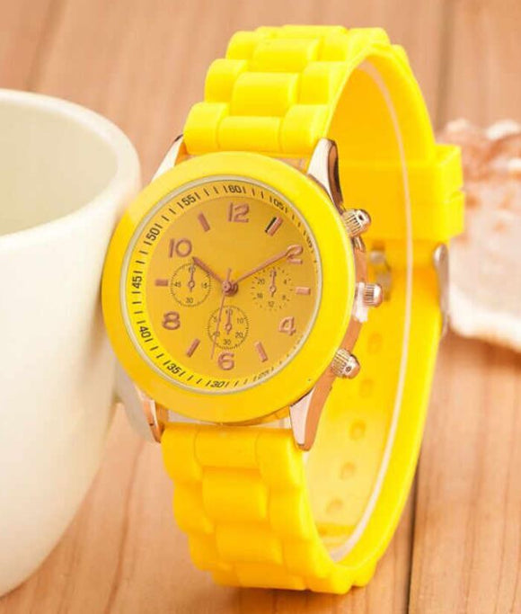 W443 Yellow Silicone Collection Quartz Watch - Iris Fashion Jewelry