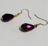 *E313 Purple Iridescent Gemstone Dangle Earrings - Iris Fashion Jewelry