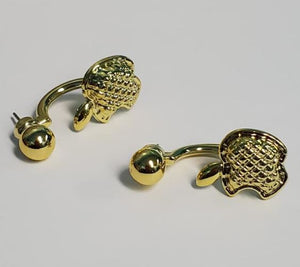 *E605 Gold Apple Peek a Boo Earrings - Iris Fashion Jewelry