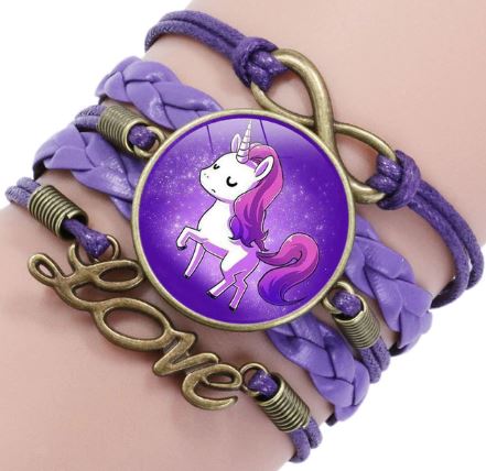 L440 Purple Unicorn Leather Layered Bracelet - Iris Fashion Jewelry