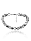 N1108 Silver Ball Choker Necklace with Free Earrings - Iris Fashion Jewelry