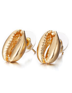 E377 Gold Shell Earrings - Iris Fashion Jewelry