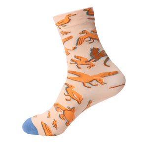 SF111 Beige Birds in the Wild Socks - Iris Fashion Jewelry