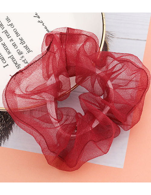 H765 Red Tulle Hair Scrunchie - Iris Fashion Jewelry