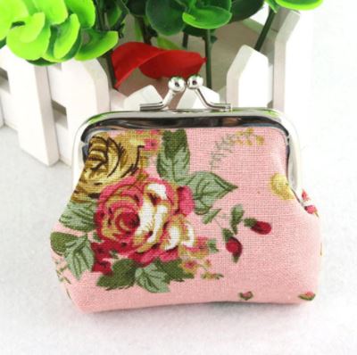 G128 Pale Pink Floral Print Clasp Coin Purse - Iris Fashion Jewelry