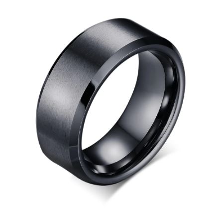 R189 Gun Metal Solid Band Ring - Iris Fashion Jewelry
