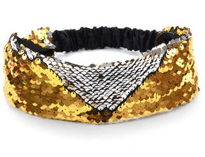 H353 Gold & Silver Sequin Head Band for Adults - Iris Fashion Jewelry