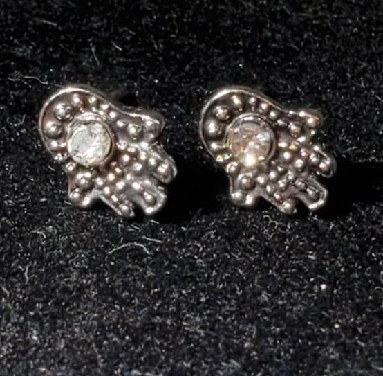 E1558 Silver Buddhist Hand Rhinestone Earrings - Iris Fashion Jewelry