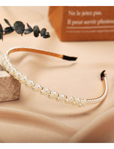 H732 Gold White Spiral Pearl Hair Band - Iris Fashion Jewelry