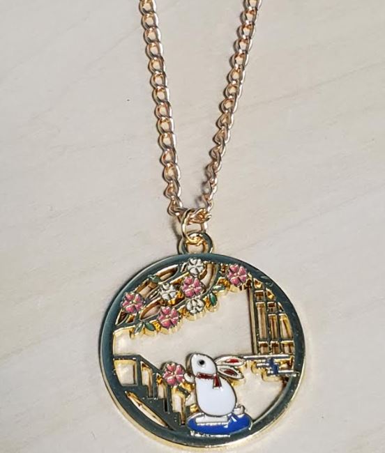 *N577 Gold Floral Bunny Rabbit Openwork Necklace with FREE Earrings - Iris Fashion Jewelry