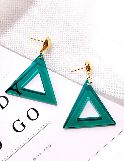 E1548 Gold Green Acrylic Triangle Earrings - Iris Fashion Jewelry