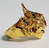 R28 Gold Warrior Red & Black Rhinestones Ring - Iris Fashion Jewelry