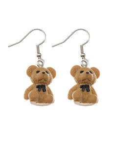 E1549 Silver 3D Teddy Bear Earrings - Iris Fashion Jewelry