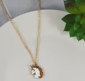 L13 Gold Baked Enamel Yellow Unicorn Necklace with FREE Earrings - Iris Fashion Jewelry