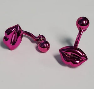 *E1027 Fuchsia Lips Peek a Boo Earrings - Iris Fashion Jewelry