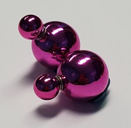 *E1274 Hot Pink Double Ball Earrings - Iris Fashion Jewelry