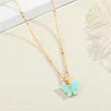 N1321 Gold Dainty Blue Butterfly Necklace With Free Earrings - Iris Fashion Jewelry