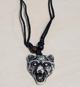 N1544 Wolf on Leather Cord Necklace - Iris Fashion Jewelry