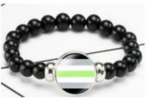 B977 Lime Green Gray Black Bead Bracelet - Iris Fashion Jewelry