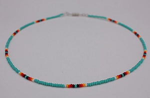 N730 Silver Seafoam Green Seed Bead Choker Necklace with FREE Earrings - Iris Fashion Jewelry