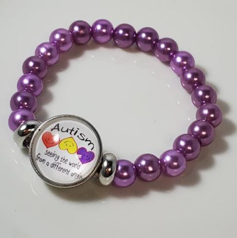 B1034 Purple Seeing the World from a different Angle Autism Awareness Bracelet - Iris Fashion Jewelry
