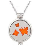 N1189 Silver Triple Butterfly Love Essential Oil Necklace with FREE Earrings PLUS 5 Different Color Pads - Iris Fashion Jewelry