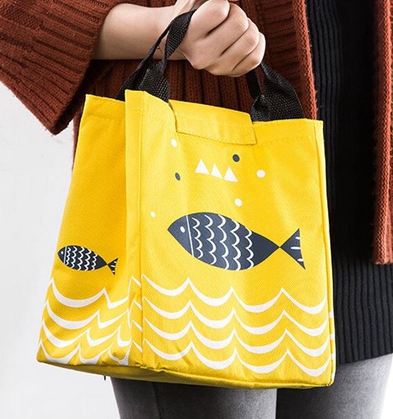 G209 Yellow Fish Insulated Lunch Tote with Velcro Closure - Iris Fashion Jewelry