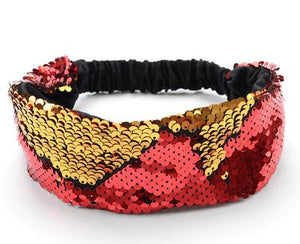 H359 Red & Gold Sequin Head Band for Adults - Iris Fashion Jewelry