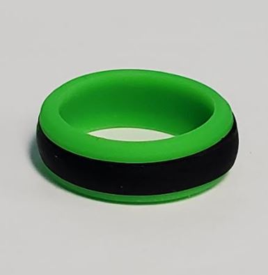 SR15 Green Black Stripe Silicone Ring - Iris Fashion Jewelry