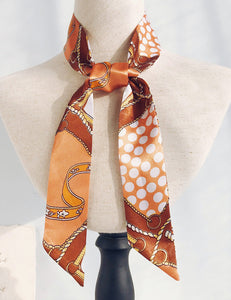 H500 Orange Polka Dot Design Satin Scarf - Iris Fashion Jewelry