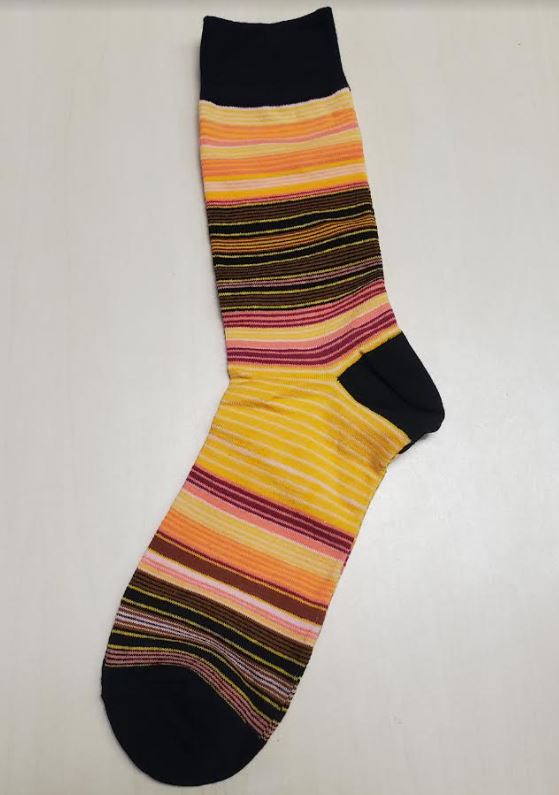 SF1203 Orange Yellow Pink Stripe Socks - Iris Fashion Jewelry