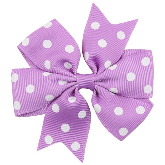 H262 Small Purple White Polka Dot Bow Hair Clip - Iris Fashion Jewelry