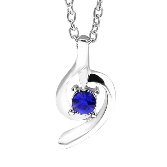 N1478 Silver Royal Blue Swirl Design Necklace with FREE Earrings - Iris Fashion Jewelry