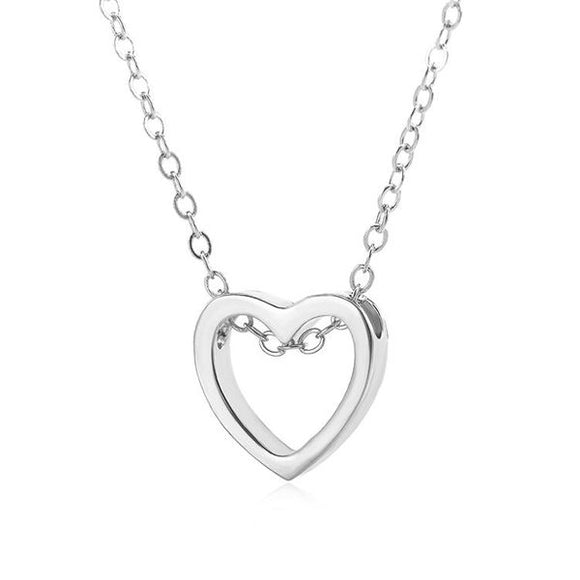 N1794 Silver Hollow Heart Necklace with FREE Earrings - Iris Fashion Jewelry