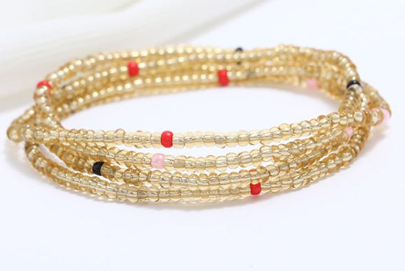 B1109 Champagne Seed Beads Strand Bracelet - Iris Fashion Jewelry