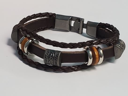 *B573 Dark Brown Leather Bracelet - Iris Fashion Jewelry