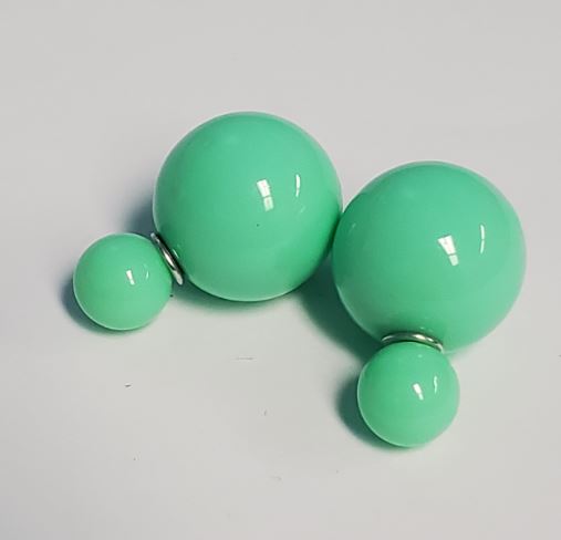 *E1084 Pastel Green Double Ball Earrings - Iris Fashion Jewelry