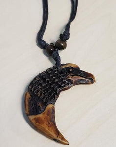 N1567 Brown Eagle Tooth on Leather Cord Necklace - Iris Fashion Jewelry