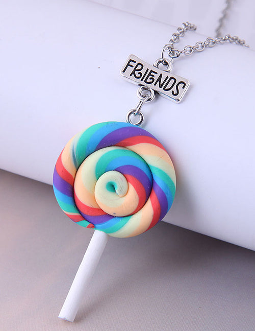 L368 Silver Colorful Lollipop Necklace FREE EARRINGS - Iris Fashion Jewelry