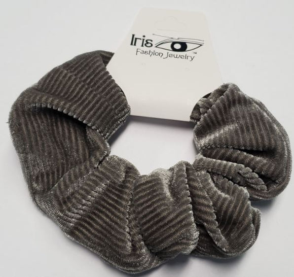 H491 Gray Corduroy Hair Scrunchie - Iris Fashion Jewelry