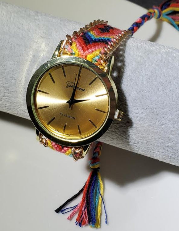 W581 Multi Color Knitted Pull Cord Quartz Watch - Iris Fashion Jewelry