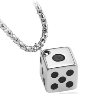 N902 Silver 3D Dice Necklace with FREE Earrings - Iris Fashion Jewelry