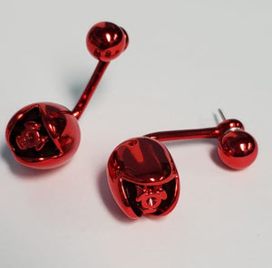 *E1168 Red Closed Rose Peek a Boo Earrings - Iris Fashion Jewelry