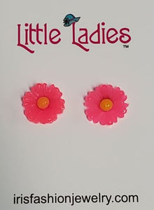 L171 Hot Pink Daisy Flower Earrings - Iris Fashion Jewelry