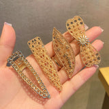 H693 Gold Decorated Triangle Hair Clip - Iris Fashion Jewelry