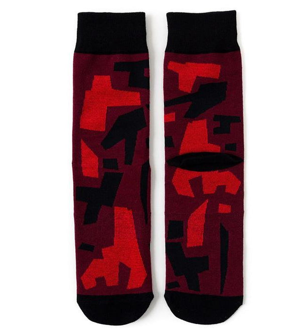 *SF802 Black & Red Geometric Design Socks - Iris Fashion Jewelry