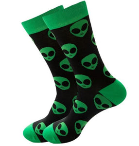 SF104 Black Green Alien Socks - Iris Fashion Jewelry