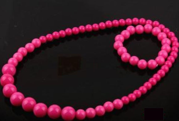 L446 Hot Pink Bead Necklace & Bracelet Set - Iris Fashion Jewelry