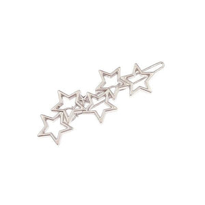 H514 Silver Stars Cluster Hair Clip - Iris Fashion Jewelry